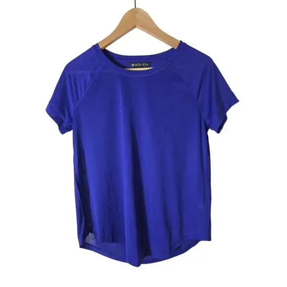 ATHLETA Vapor T-Shirt Royal Blue Active Sporty Sheer Short Sleeve SZ S - Picture 1 of 8